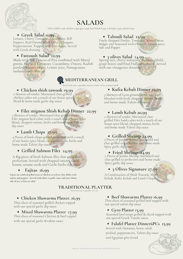 3 Olives Mediterranean Grill & Lounge Menu image 1