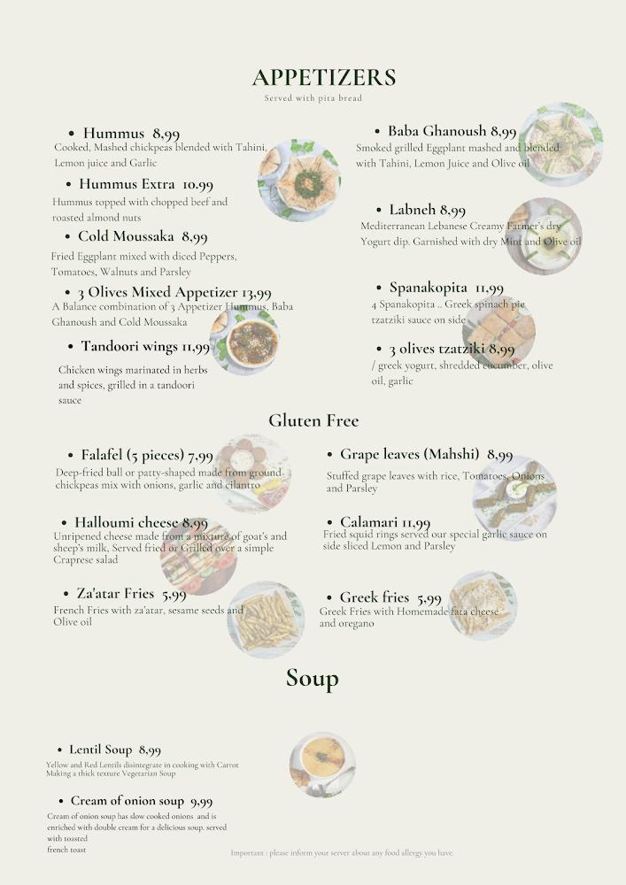3 Olives Mediterranean Grill & Lounge Menu image 3